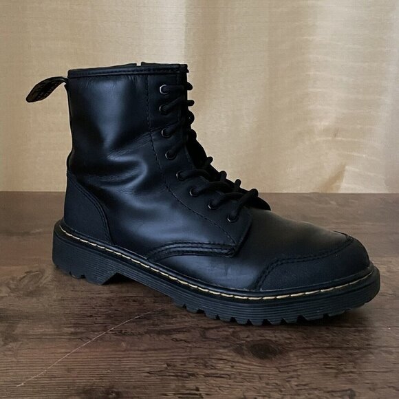 Dr. Martens Shoes - Dr Martens Womens 1460 Boots Sz US 5 UK 3 Black Overlay Leather Combat Punk Zip